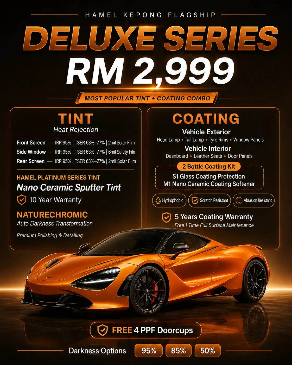 HAMEL Kepong Deluxe Series Tint and 9H Glass Coating RM2999